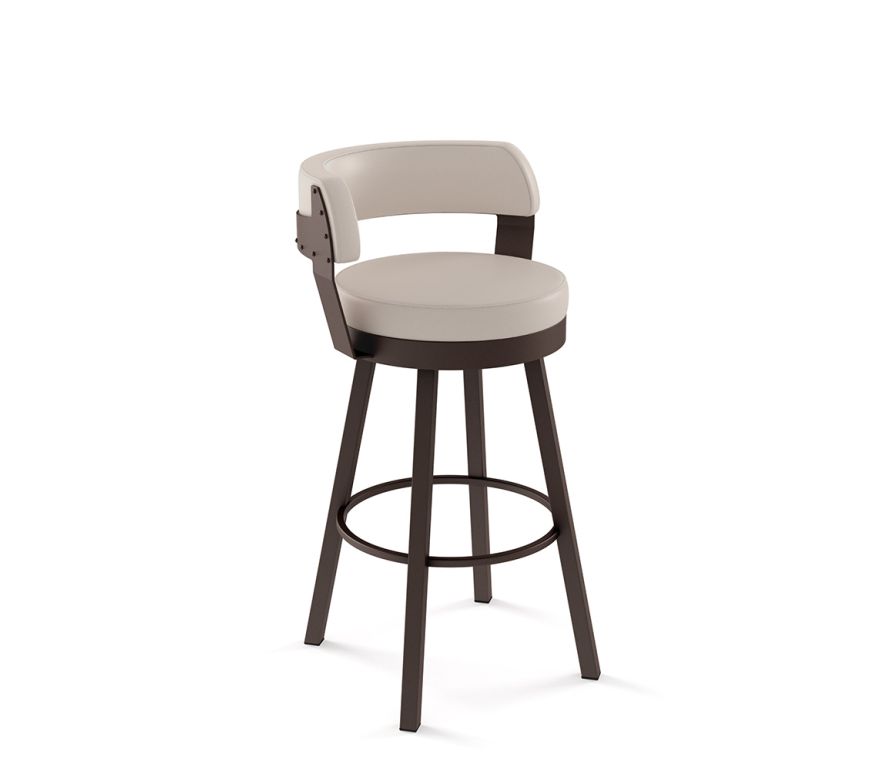 Russell Industrial Low Back Swivel Bar Stool with Cushioned Seat